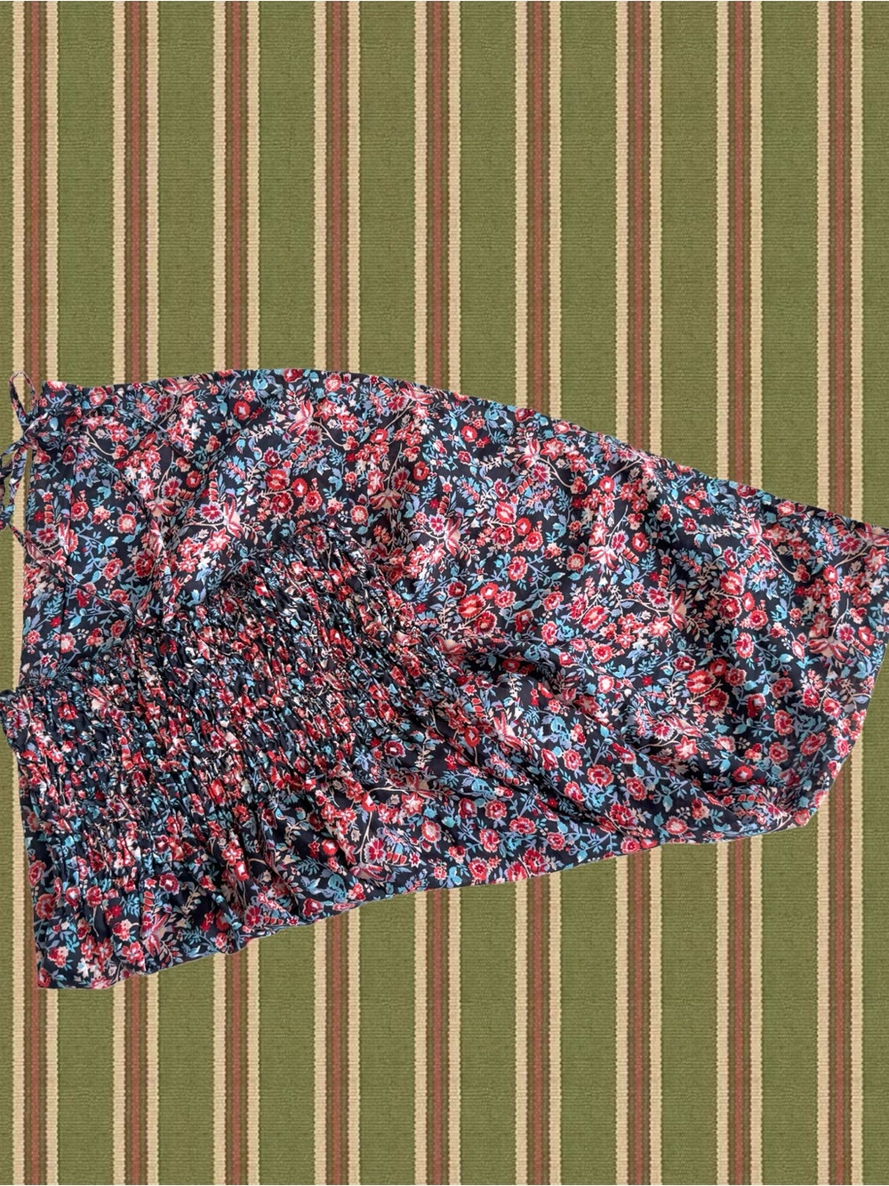 Bijoux Terner Navy Floral Mini Skirt with Red & Blue Flowers